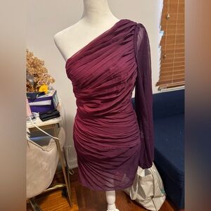 Rococo Sand One-Shoulder Dress in Deep Purple
